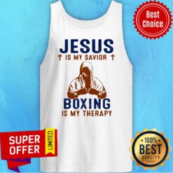 Official Jesus Is My Savior Boxing Is My Therapy Tank Top