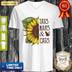 Top Sunflower Tats Naps And Cats V-neck