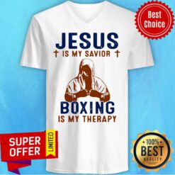Official Jesus Is My Savior Boxing Is My Therapy V-neck