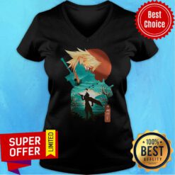 Top Final Fantasy Battle Silhouette V-neck
