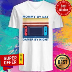 Funny Nintendo Switch Mommy By Day Gamer By Night Vintage V-neck