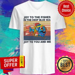 Joy To The Fishes In The Deep Blue Sea Joy To You And Me Vintage V-neck