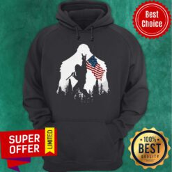 Nice Bigfoot Rock And Roll American Flag In The Forest Hoodie