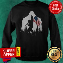 Nice Bigfoot Rock And Roll American Flag In The Forest Sweatshirt