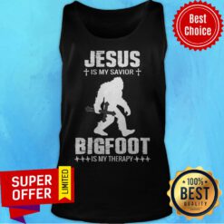 Official Jesus Is My Savior Bigfoot Is My Therapy Tank Top