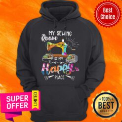 Official My Sewing Room Is My Happy Place Face Mask Hoodie