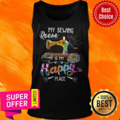 Official My Sewing Room Is My Happy Place Face Mask Tank Top