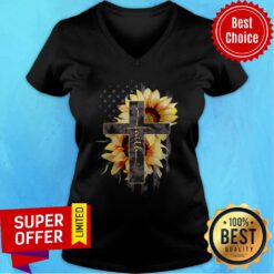 Premium Faith Sunflower Flag V-neck