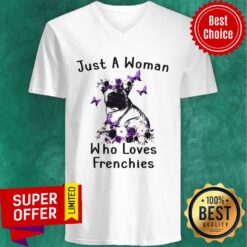Premium Just A Woman Who Loves Frenchies Bulldog V-neck