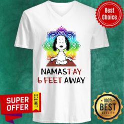 Top Snoopy Namastay 6 Feet Away V-neck