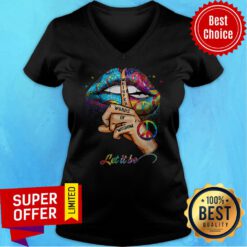 Colorful Lips Hippie Whisper Words Of Wisdom Let It Be Ladies V-neck
