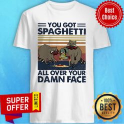 Awesome Raccoon You Got Spaghetti All Over Your Damn Face Vintage Shirt