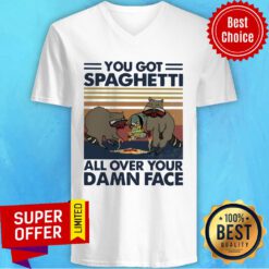Awesome Raccoon You Got Spaghetti All Over Your Damn Face Vintage V-neck