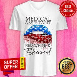 Funny Each Medical Assistant Red White And Blessed Vintage V-neck