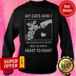 Funny Me And My Cat Not Always Eye To Eye But Always Heart To Heart Sweatshirt