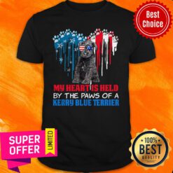 Heart Paw America My Heart Is Held By The Paws Of A Kerry Blue Terrier Dog Shirt
