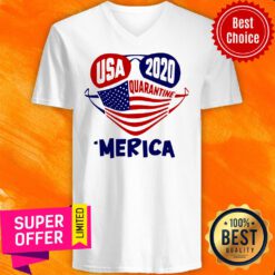 Nice Usa 2020 4th Of July Merica Quarantine V-neck