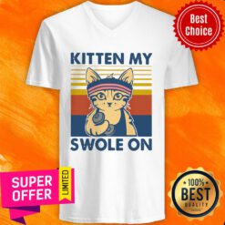 Official Strong Cat Kitten My Swole On Vintage V-neck