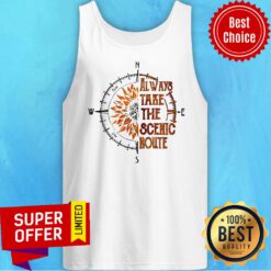 Top Clock Sunflower Always Take The Scenic Route Tank Top