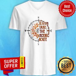 Top Clock Sunflower Always Take The Scenic Route V-neck