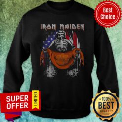 Top Skeleton Iron Maiden Clemson Tiger logo American Flag Independence Day Sweatshirt