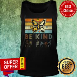 Awesome Vintage Sign Language Butterfly Autism Be Kind Lady Tank Top