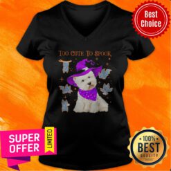 Funny Maltese Dog Too Cute To Spook Halloween V-neck
