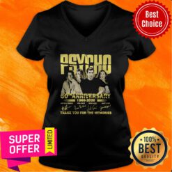 Funny PSYCHO 60th Anniversary 1960 2020 Thank You For The Memories Signature V-neck