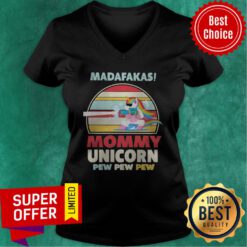 LGBT Baby Unicorn Madafakas Mommy Unicorn Pew Pew Pew Vintage V-neck