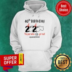 Nice 40th Birthday 2020 The Year When Shit Got Real Quarantied Hoodie