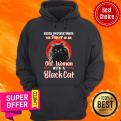Nice Never Underestimate The Power Of An Old Woman With A Black Cat Hoodie
