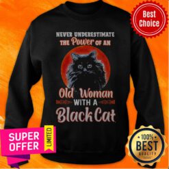 Nice Never Underestimate The Power Of An Old Woman With A Black Cat Sweatshirt