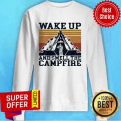 Nice Retro Navy Wake Up And Smell The Campfire Vintage Sweatshirt