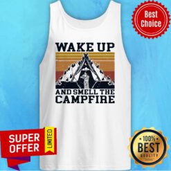 Nice Retro Navy Wake Up And Smell The Campfire Vintage Tank Top