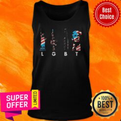 Nice Statue of Liberty Gun Beer Trump LGBT American Flag Tank Top
