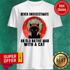 Official Native Never Underestimate An Old Man With A Cat Vintage Shirt