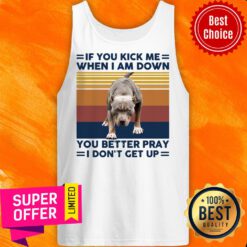 Pitbull If You Kick Me When I Am Down You Better Pray I Don’t Get Up Vintage Retro Tank Top
