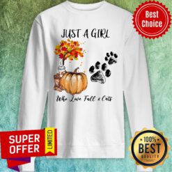 Premium Just A Girl Who Love Fall And Cats Halloween Sweatshirt