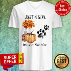 Premium Just A Girl Who Love Fall And Cats Halloween V-neck