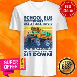 School Bus Driver Like A Truck Drivers Except My Cargo Whines Cries Vomits And Won’t Sit Down Vintage Retro V-neck