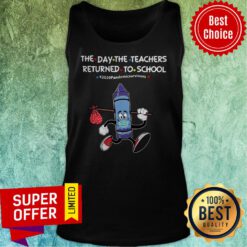 Top Blue Crayon Mask The Day The Teachers Returned To School 2020 Pandemic Survivors Tank Top
