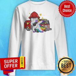 Top Firefighter Dabbing Unicorn Funny Sweatshirt