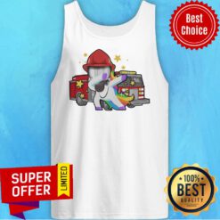 Top Firefighter Dabbing Unicorn Funny Tank Top