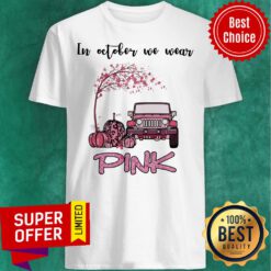 Top Purple Jeep And Pumpkins Breast Cancer In October We Wear Pink Shirt