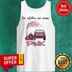 Top Purple Jeep And Pumpkins Breast Cancer In October We Wear Pink Tank Top