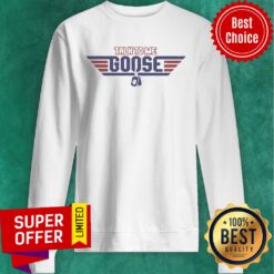 Top Talk To Me Goose Blue Red Sweatshirt