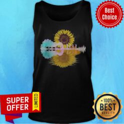 Top The Beatles Guitar Sunflowers Water Reflection Tank Top