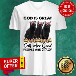 Awesome God Is Great Cats Are Good People Are Crazy V-neck