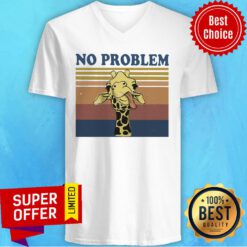 Awesome No Problem Funny Giraffe Vintage Retro V-neck