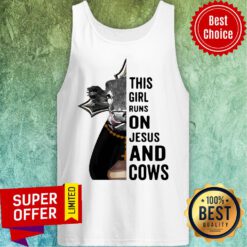 Awesome Pretty This Girl Runs On Jesus And Cows Tank Top